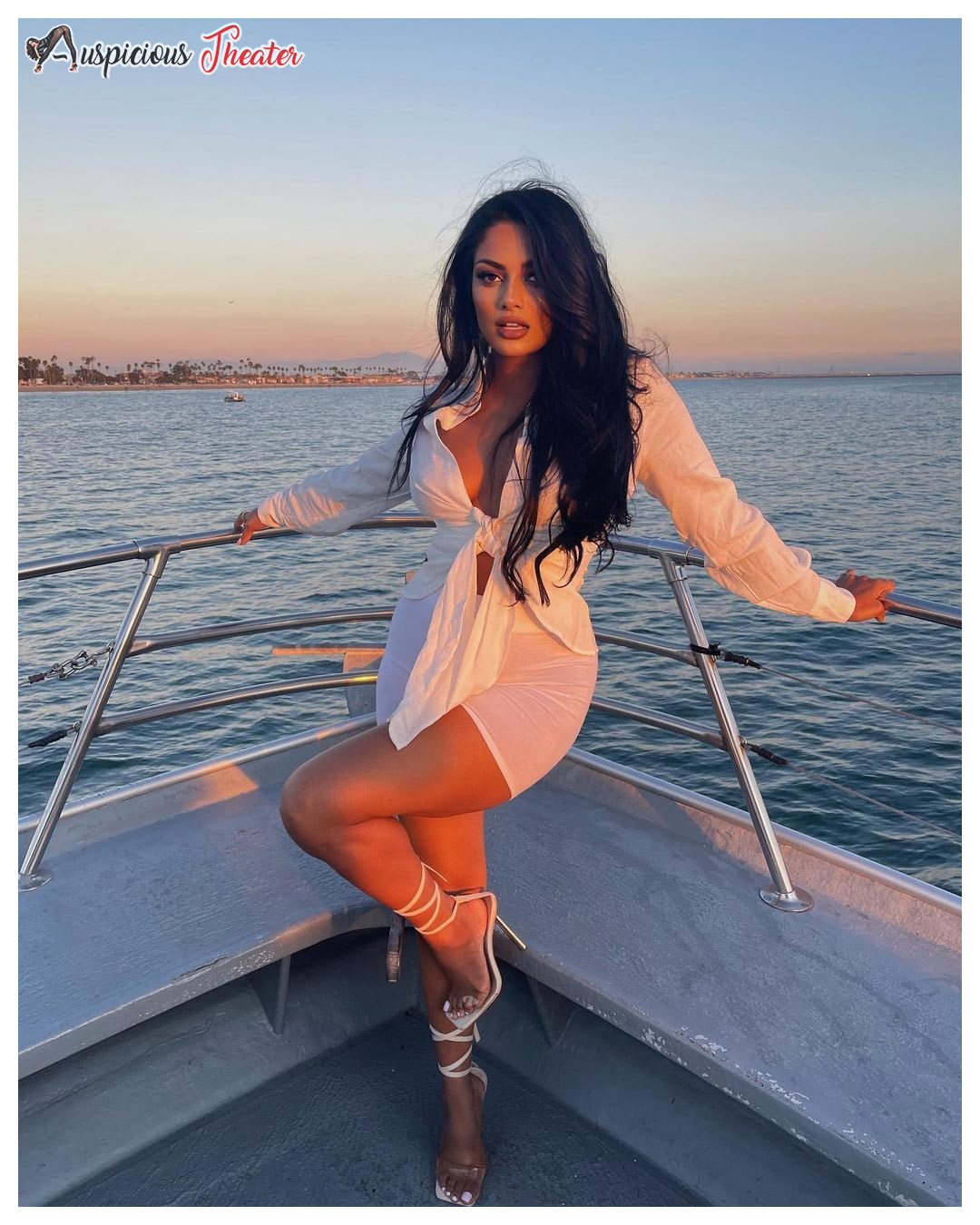 Chandrika ravi on boat in sexy bikini dress
